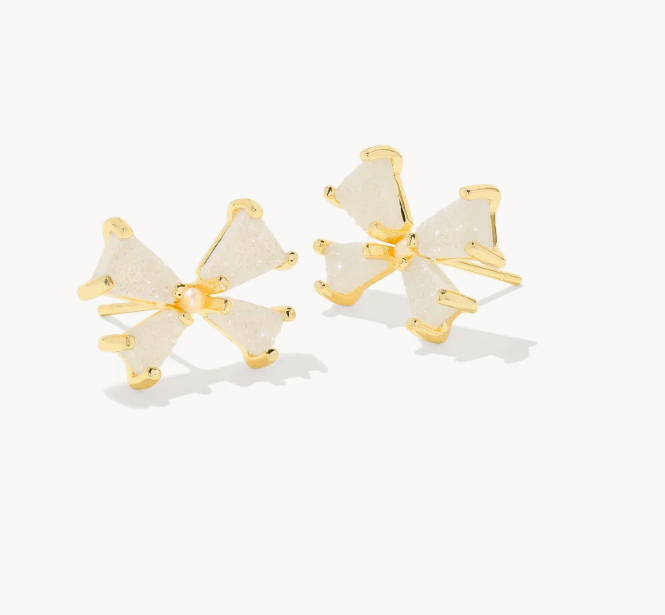 Blair Bow Small Stud Earrings Gold Iridescent Drusy