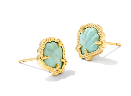 Brynne Shell Stud Earrings in Sea Green