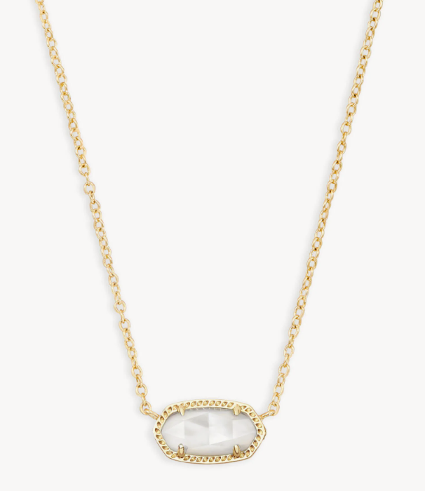 Elisa Short Pendant Necklace Gold Ivory MOP