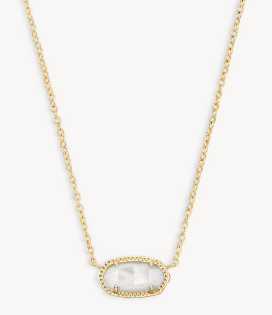 Elisa Short Pendant Necklace Gold Ivory MOP