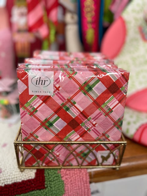 Pink Plaid Lunch Napkin