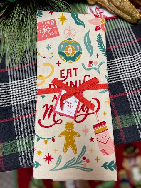 S/2 Vintage Christmas Dish Towels