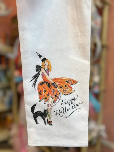 Happy Halloween Fashionista Hand painted Kitchen Towel