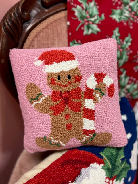 Gingerbread Man w/ Candycane Hook Pillow