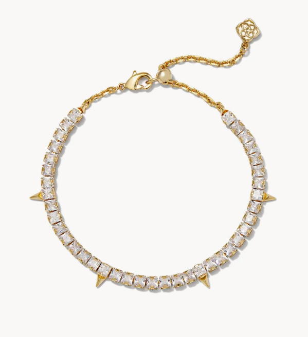 Jacqueline Tennis Bracelet Gold White Crystal