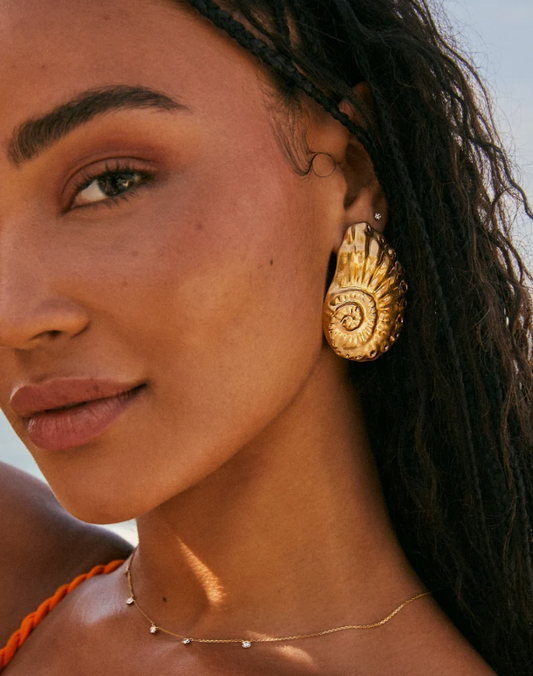 Marina Statement Stud Earrings in Vintage Gold