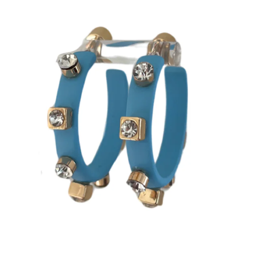 Matte Metal Jewel Hoop - Blue