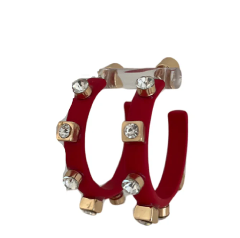 Matte Metal Jewel Hoop - Red