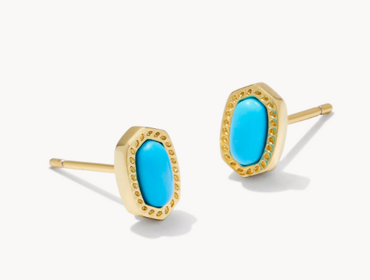 Mini Ellie Stud Earrings Gold Turquoise Magnesite