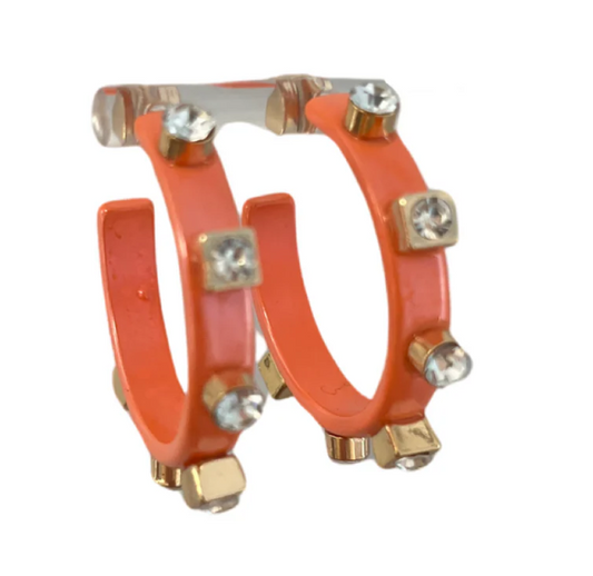 Metal Jewel Hoop - Orange