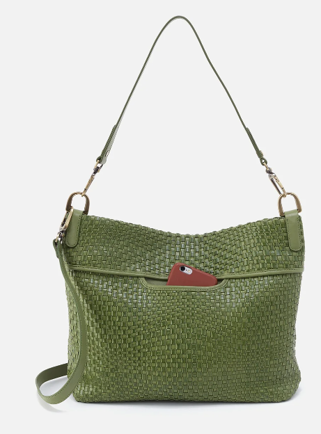 Pier Shoulder Bag in Wave Weave Leather - Sweet Basil