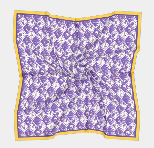 Purple Gold Checkerboard Gameday Scarf 26"x 26"