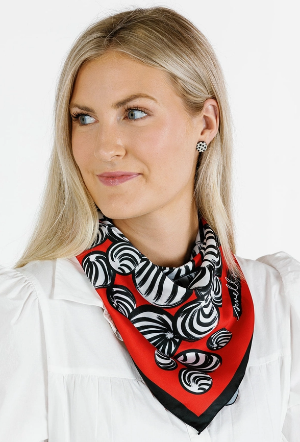 Red Black Gameday Scarf Swirls 26"x 26"