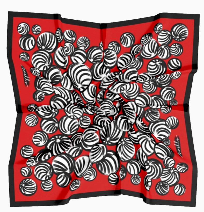 Red Black Gameday Scarf Swirls 26"x 26"