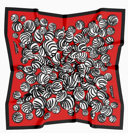 Red Black Gameday Scarf Swirls 26"x 26"