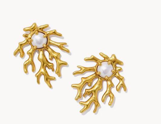 Shea Statement Stud Earrings in Vintage Gold